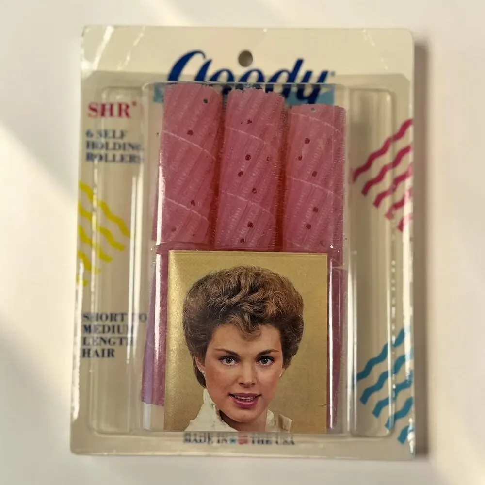 NOS Goody SHR Self Holding Hair Rollers Lot of 3 Sealed Pink Yellow 1989 USA